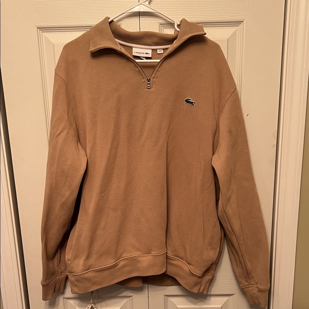 Lacoste Men's Tan Zip-Up Sweater